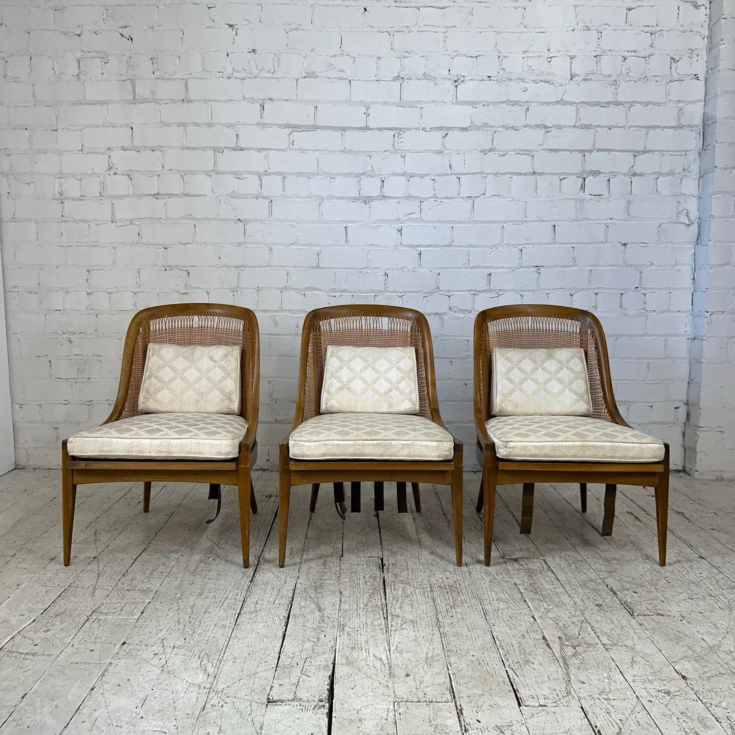 Set of 3 Harvey Probber Caned 'Gondola' Side Chairs