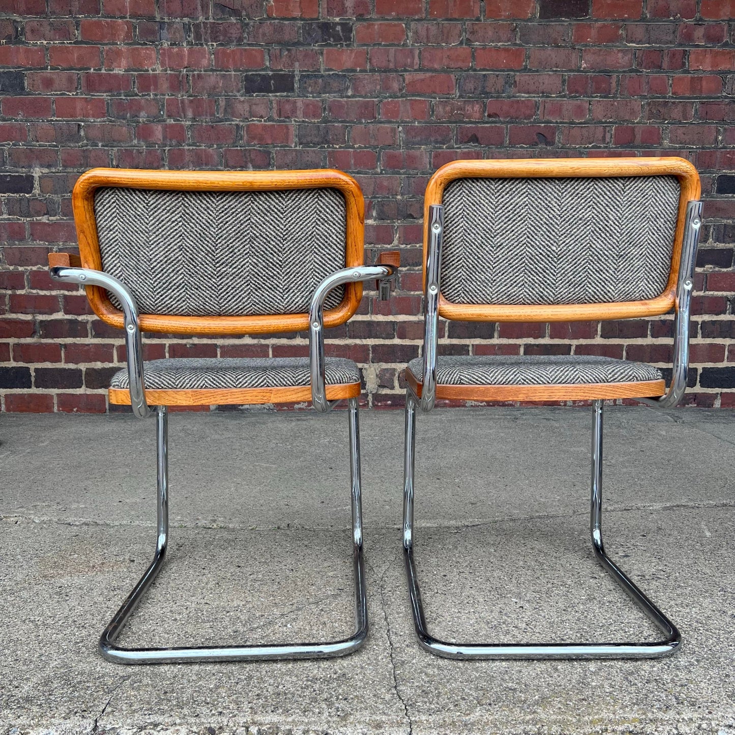 Cantaliver Cesca Style Chrome and Bentwood Set of 6 Chairs