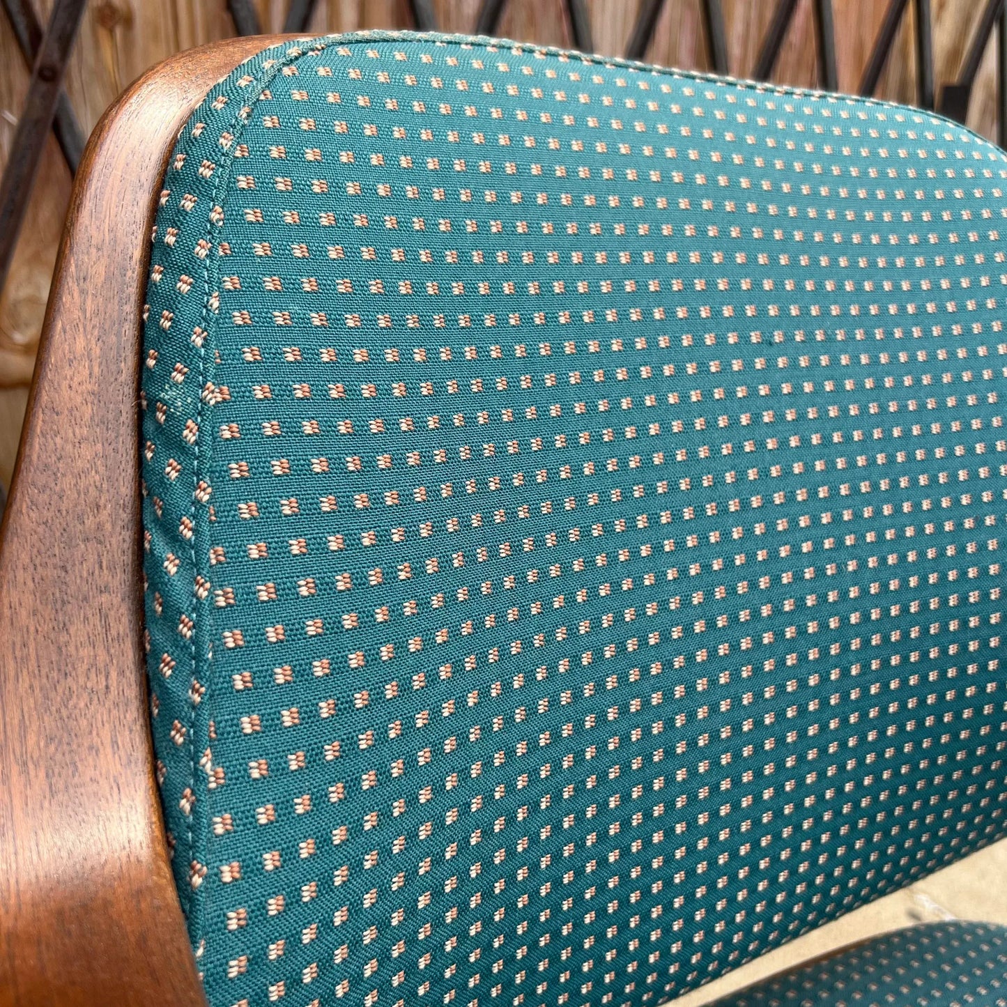 Pair of Bentwood Office Chairs by Don Pettit for Knoll Blue and White Fabric