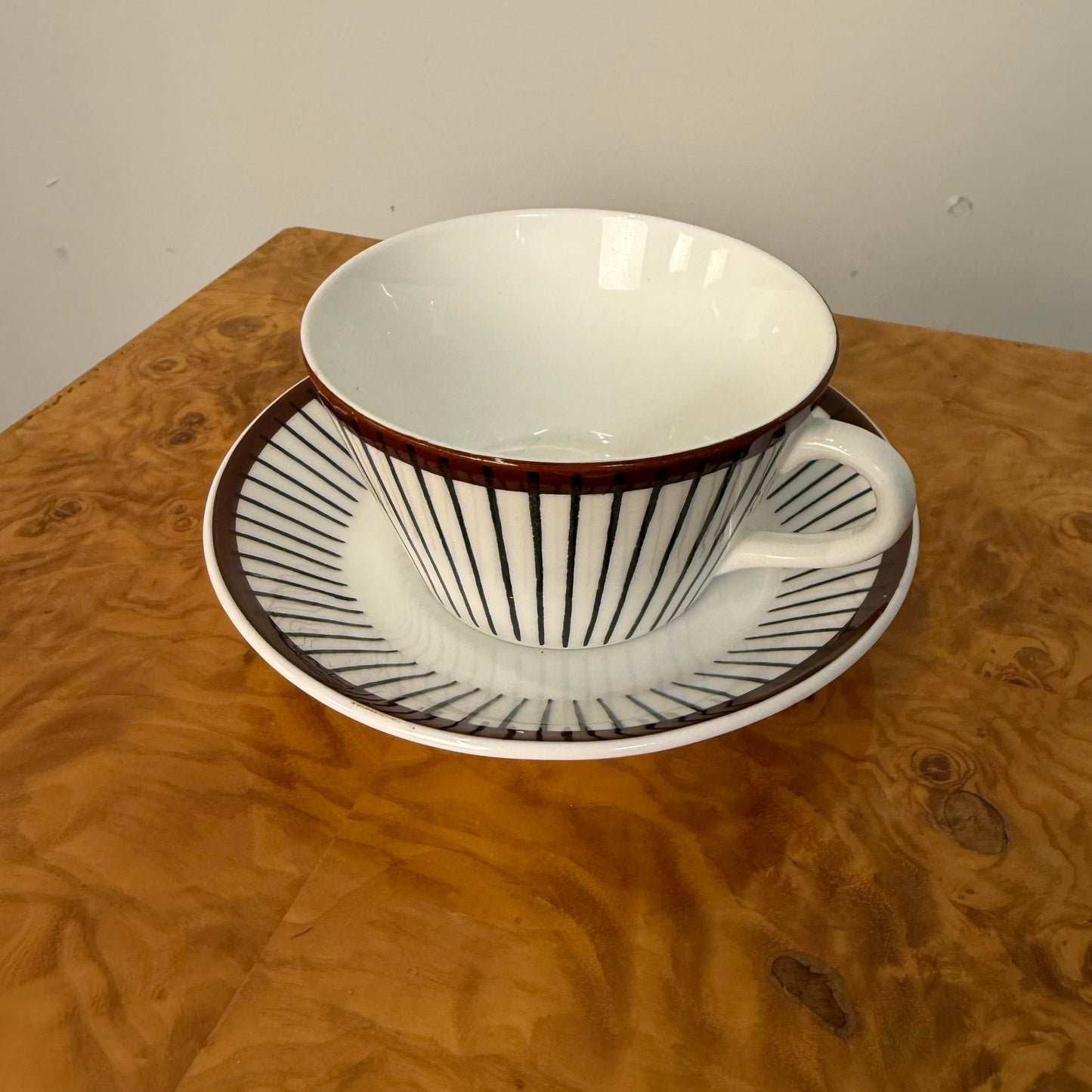 Stig Lindberg "Spisa Ribb" Coffee Cup With Saucer Gustavsberg Sweden