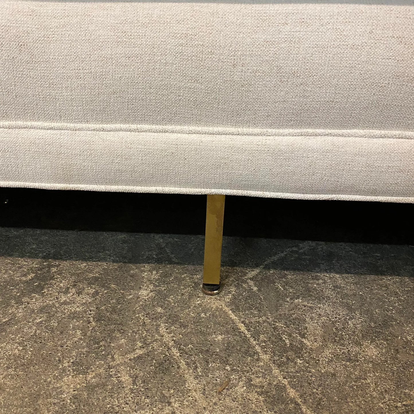 Reupholstered Mid Century Modern Paul McCobb Sectional Sofa with Travertine Top Side Table