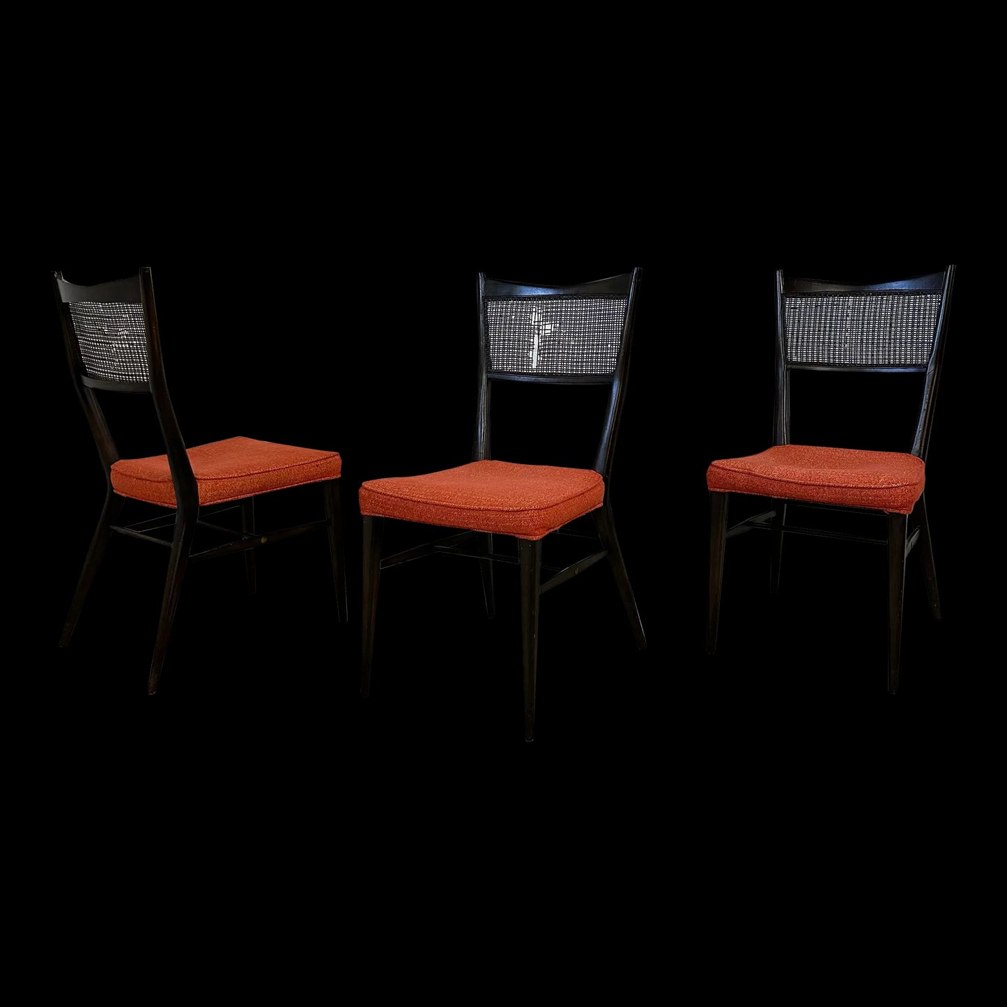 Set of 3 Paul McCobb Black Dining Chairs