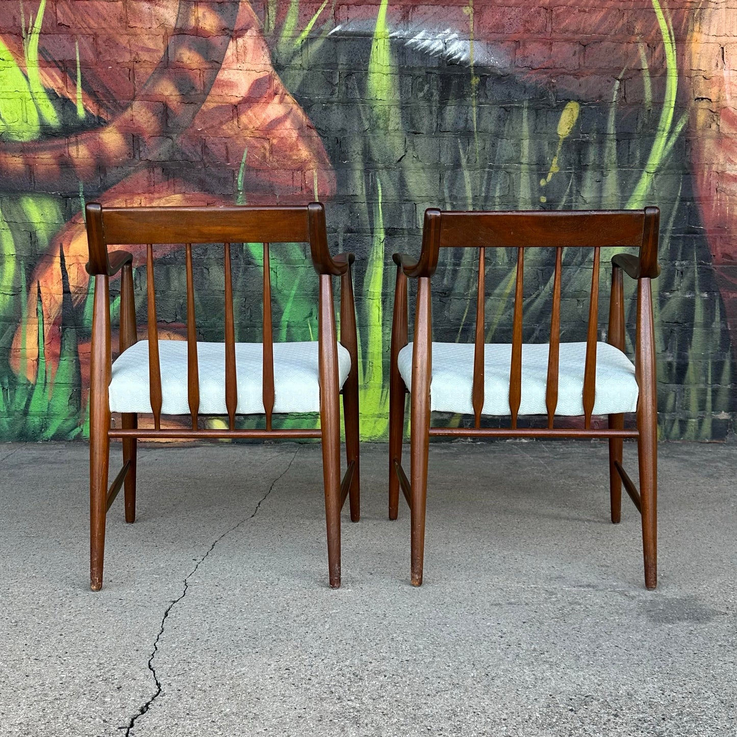 Pair of American Walnut Armchairs by Heritage Henredon