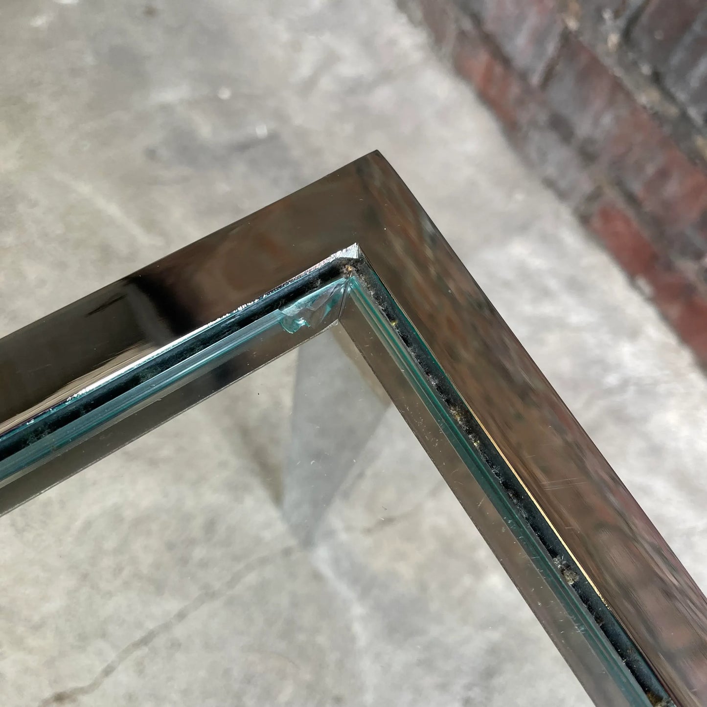 Vintage Chrome Square Side Table In the Style of Milo Baughman