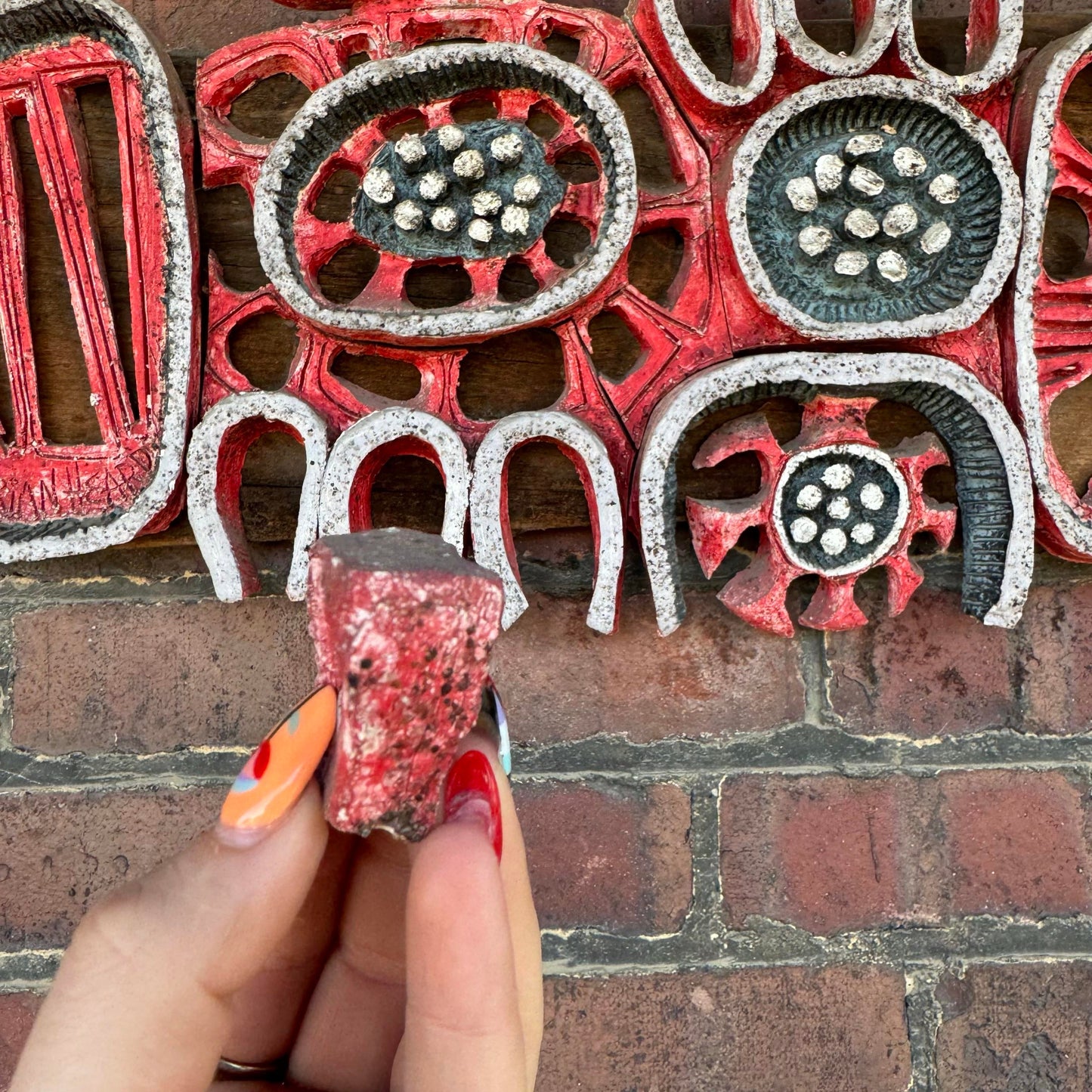 Ceramic Abstract Sculpture Mounted on Wood by Brain Heard Wall Art