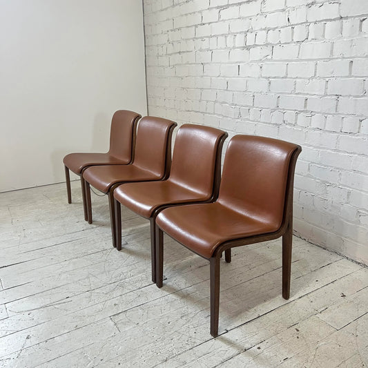 Set of 4 Bill Stephens for Knoll Leather Bentwood Chairs