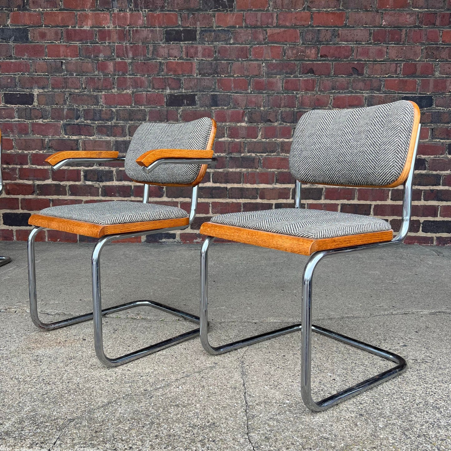 Cantaliver Cesca Style Chrome and Bentwood Set of 6 Chairs