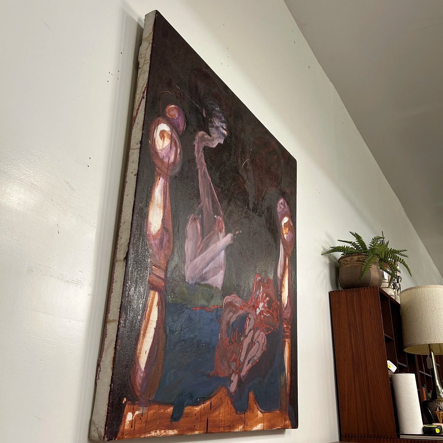 Dark and Moody Painting Bedroom Scene Purples Blue Red