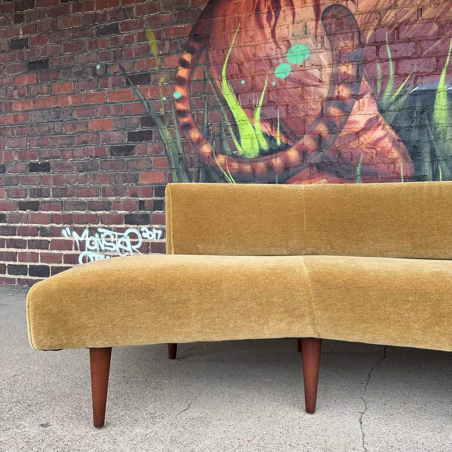 Edward Wormley for Dunbar Angle Sofa Reupholstered in Mohair