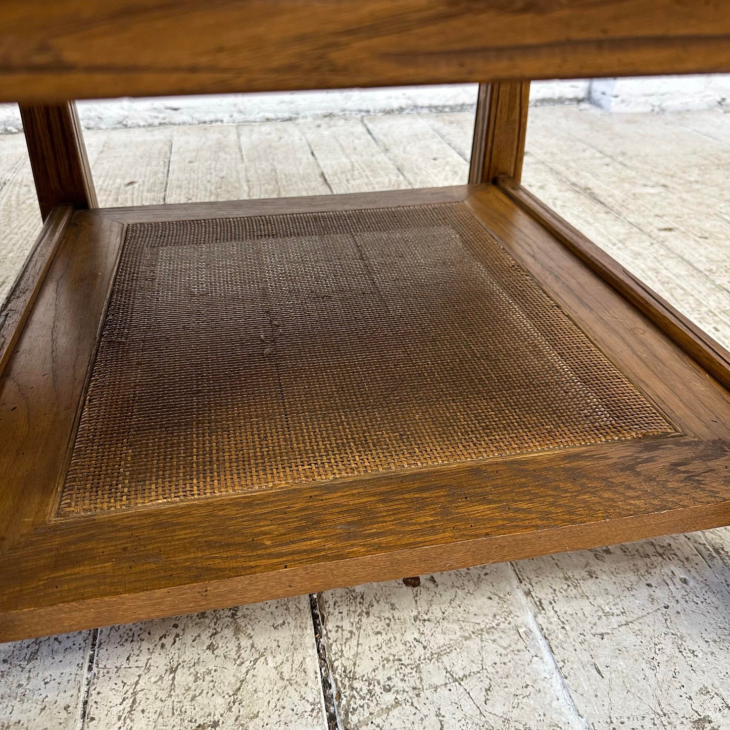 Ranch Oak Coffee Table Rectangle With Blue Tile Top