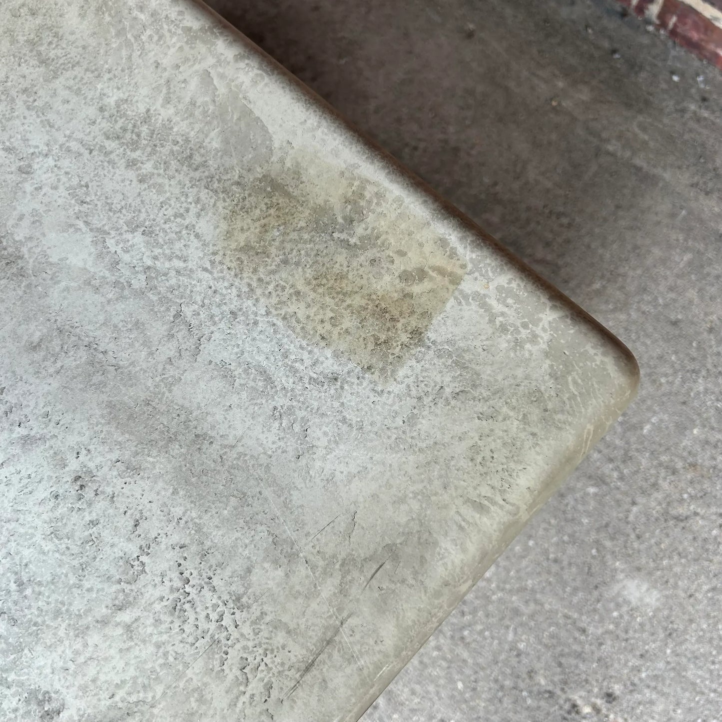 Faux Marble and Brushed Stainless Small Credenza Server Cabinet Post Modern 1980’s Karl Springer Style