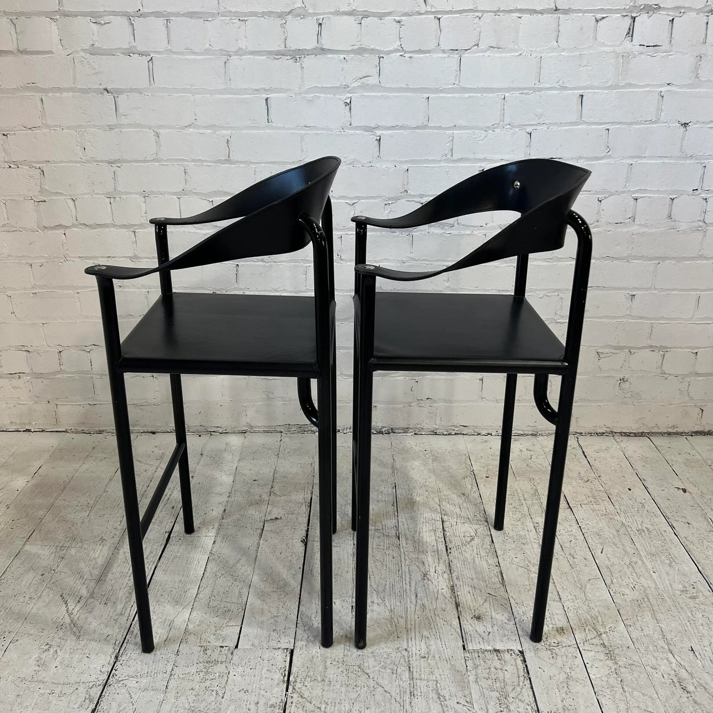 Cy Mann Post-Modern Leather Barstools