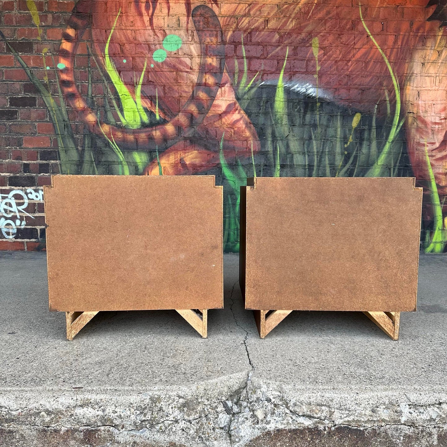 Mid-Century Modern Pair of Tobago Canadian Brutalist Nightstands