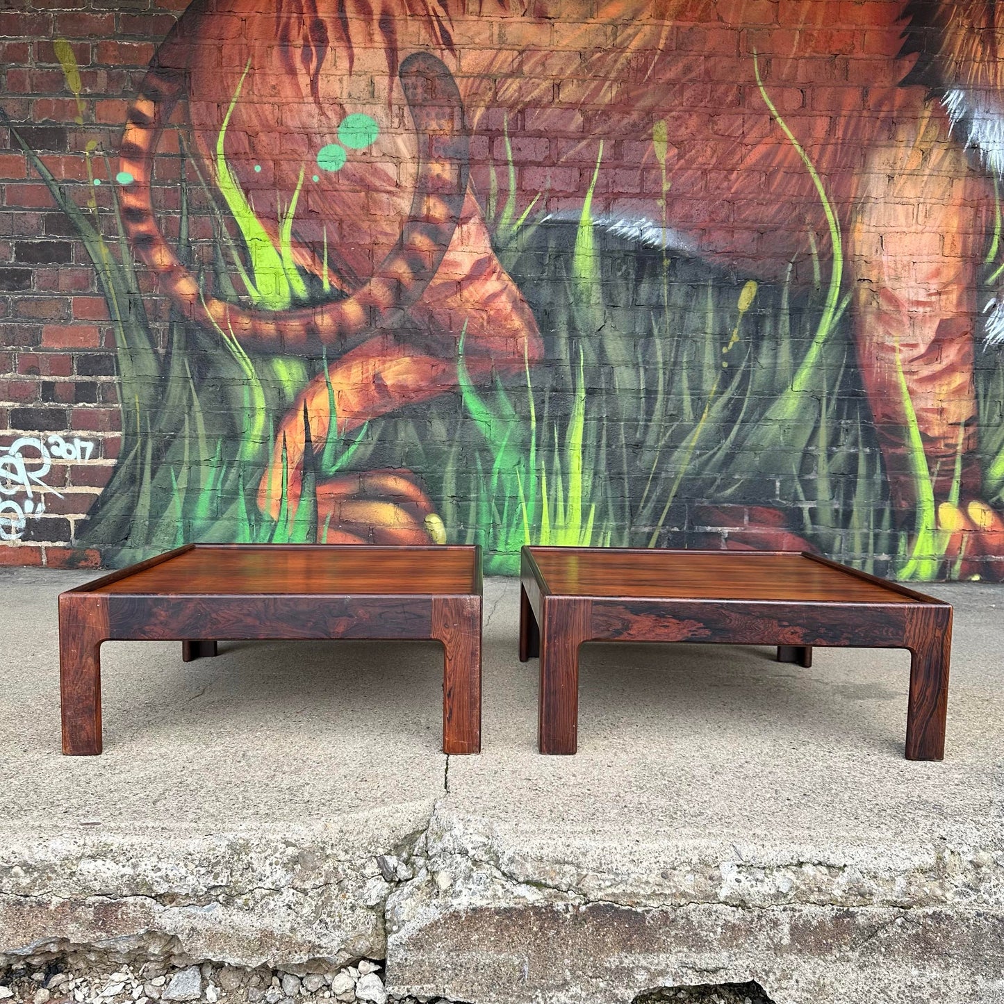 Pair of Danish Mid Century Modern Rosewood Low Profile Side Tables by Neils Eilersen for Illum Wikkelso