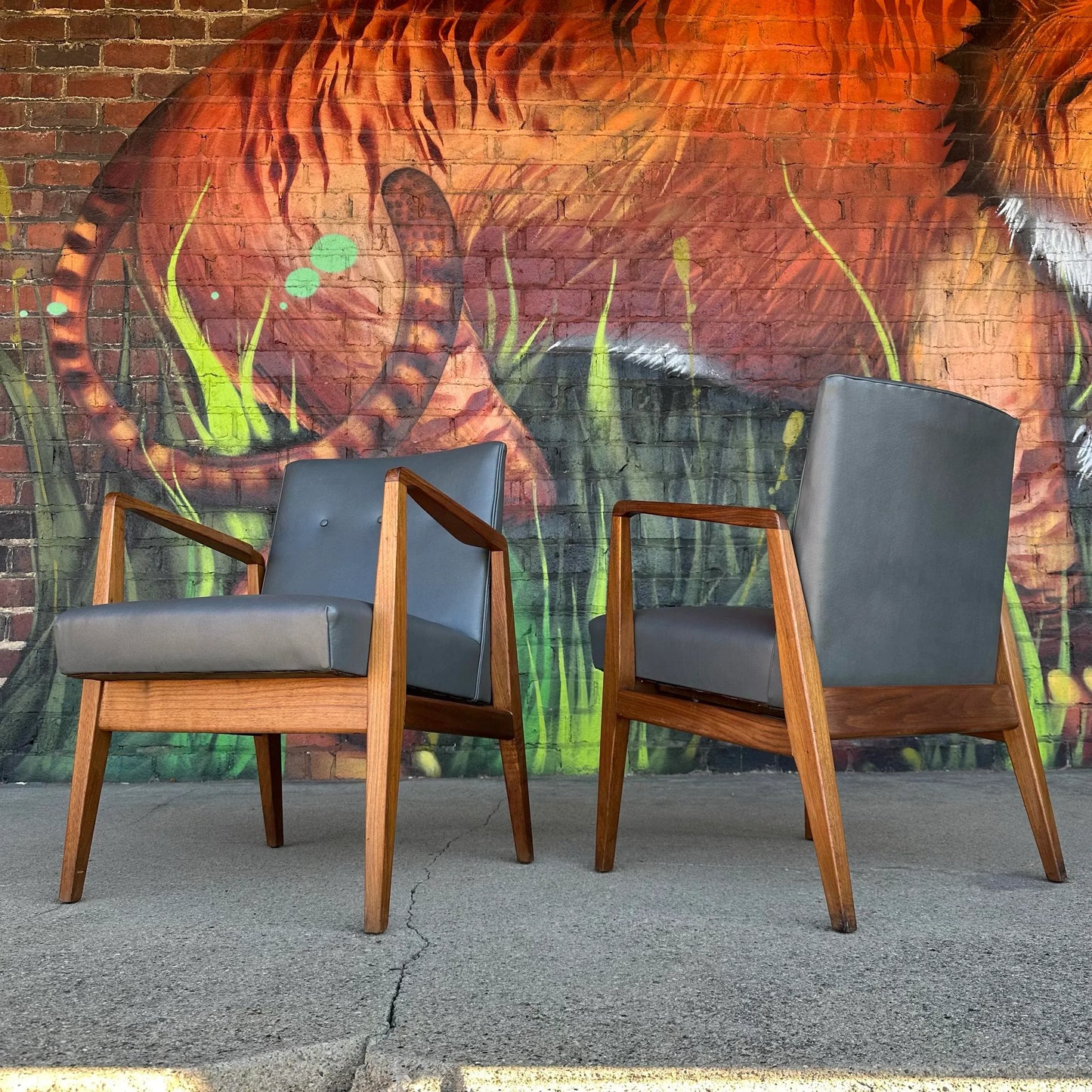 Pair of Jens Risom Walnuts Side Chairs