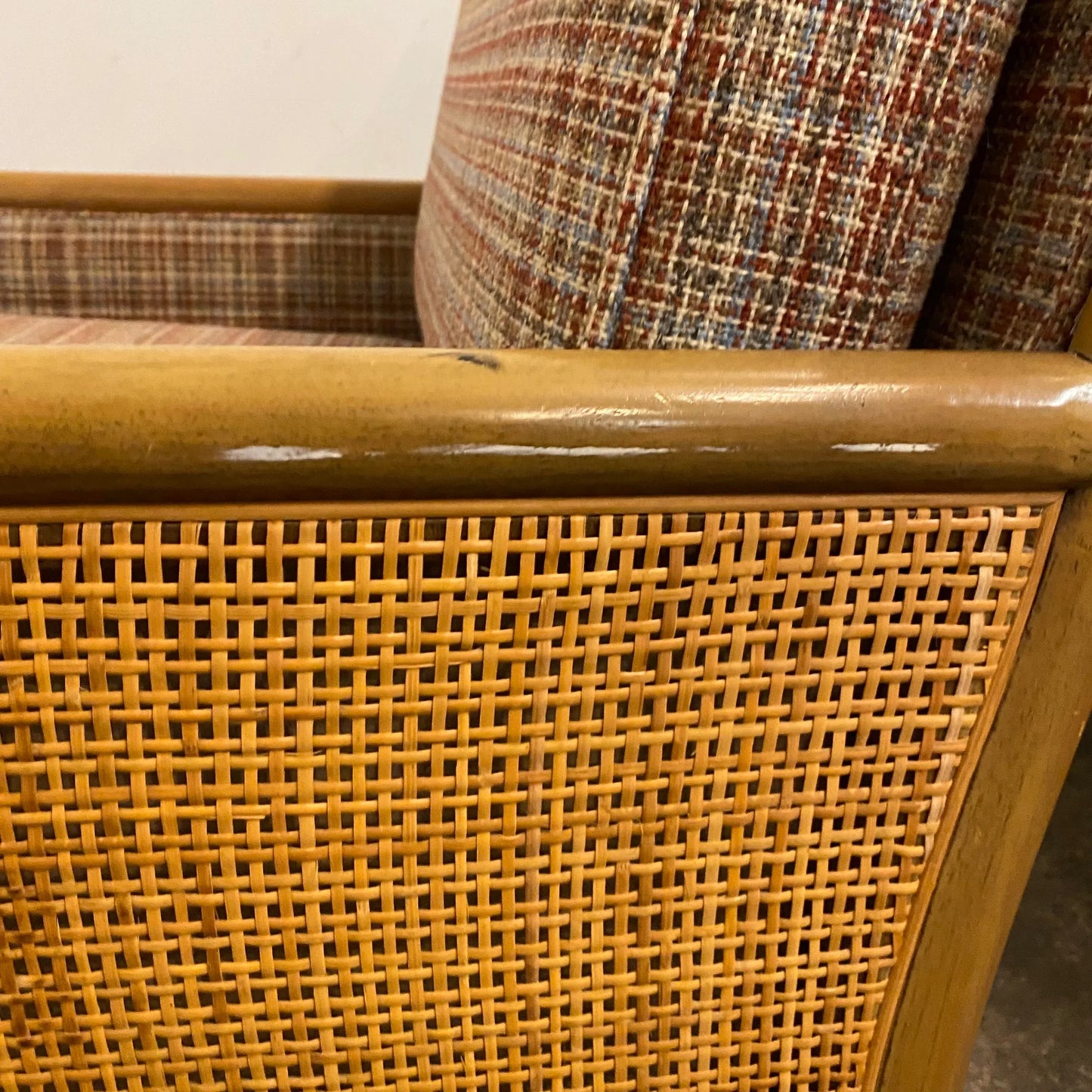 Vintage Pair of TH Robsjohn-Gibbings Cane-Sided Club Chairs Midcentury Modern