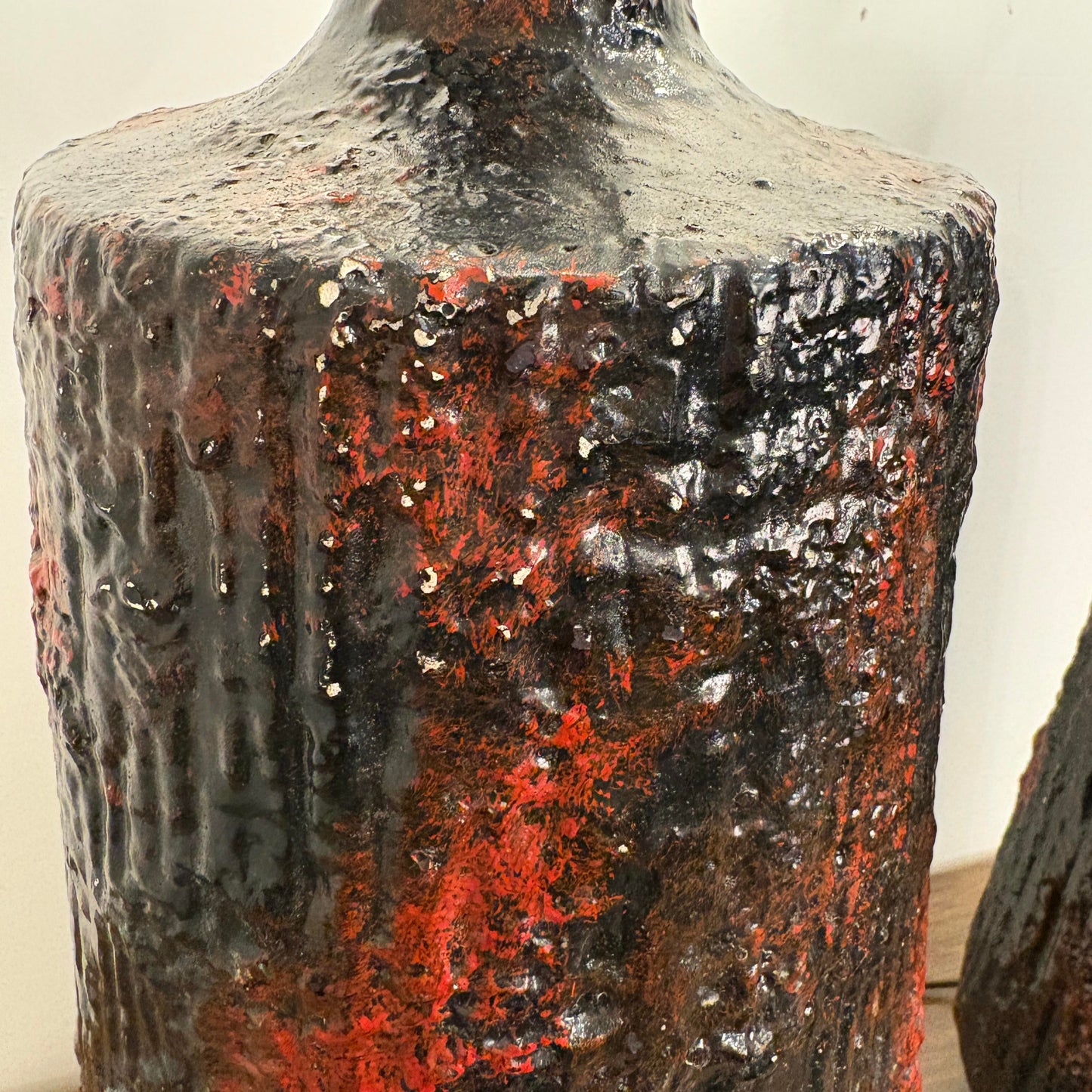 Pair Century Modern Pair of Lamps With Heavy Lava Glaze Textured