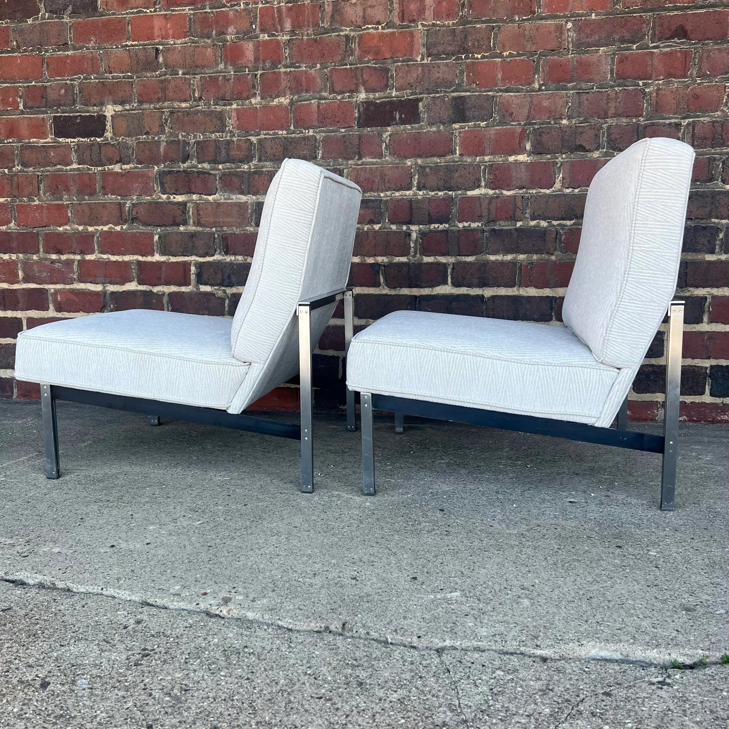 Pair of Knoll Parallel Bar Slipper Chairs Reupholstered