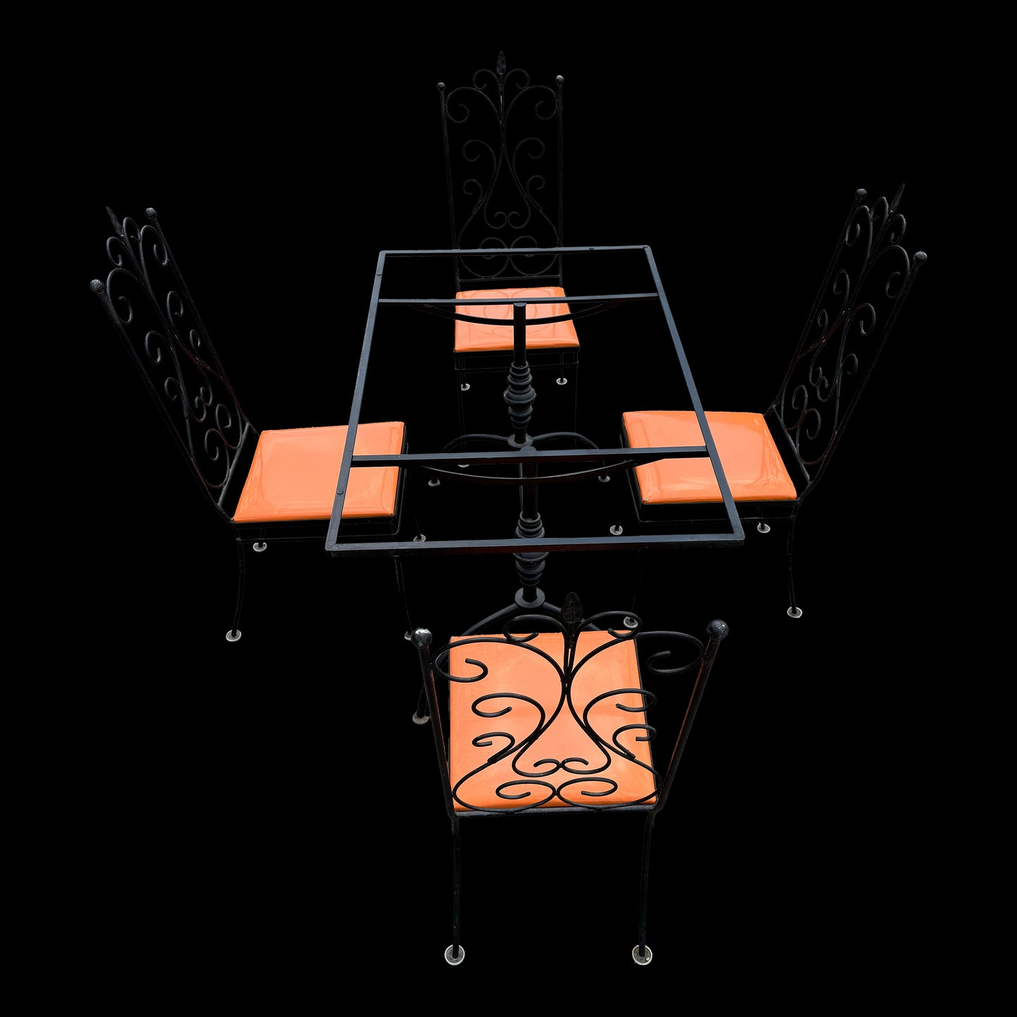 Vintage Wrought Iron Outdoor Dining Set – Gallo Chairs + Belgium Table