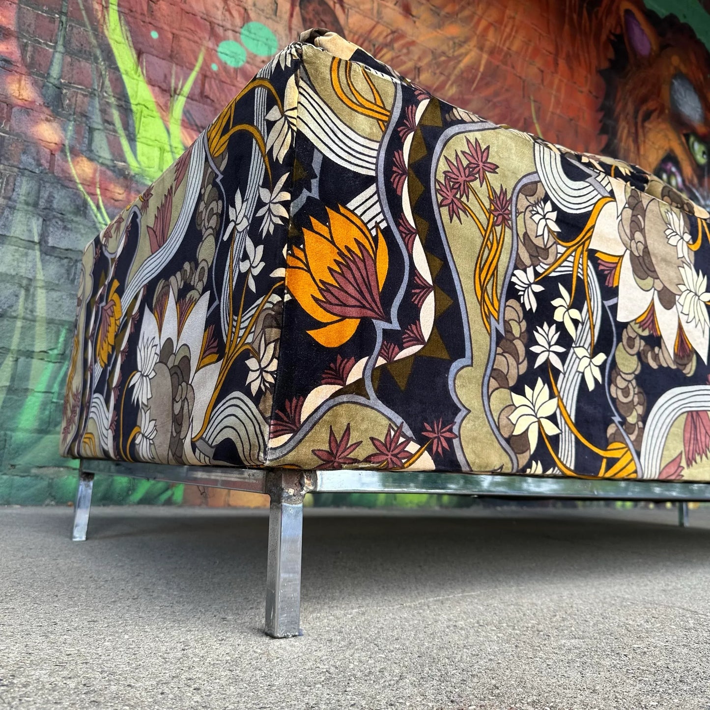 Adrian Pearsall for Craft Associates Sofa With Jack Lenor Larsen Fabric