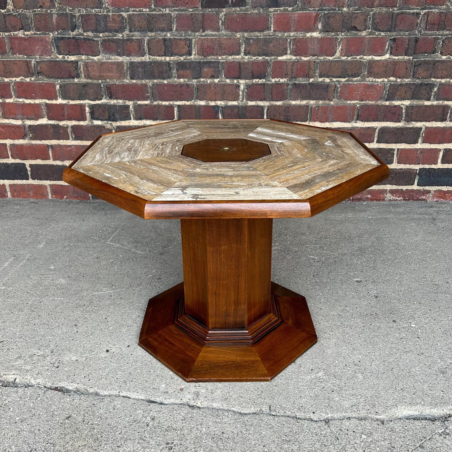 Octagonal Marble Top Game Table Possibly Harvey Probber Hidden Compartment