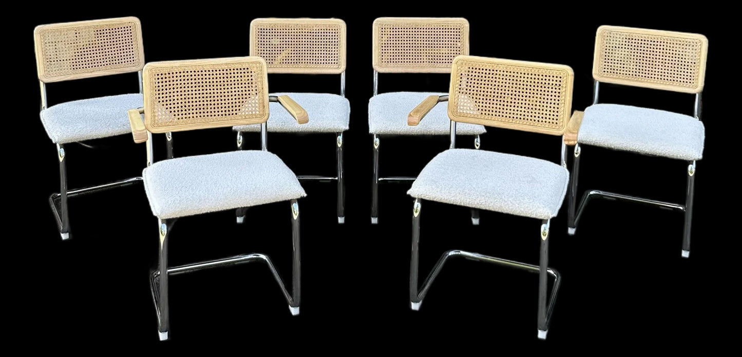 Set of 6 Marcel Breuer Cesca Style Dining Chairs