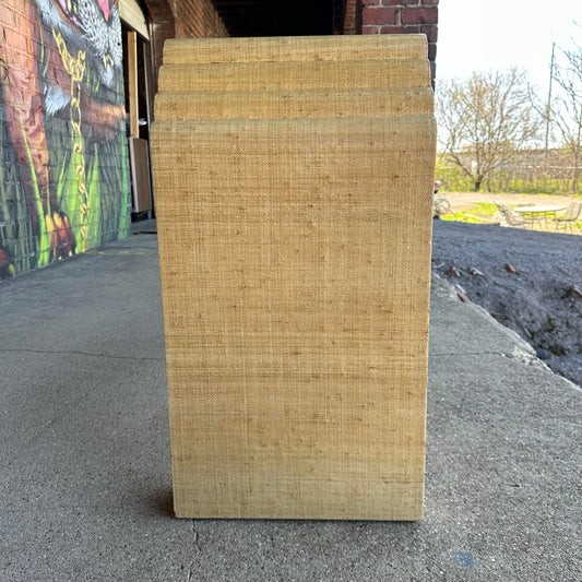 Post Modern Grass Cloth Sofa Console Table