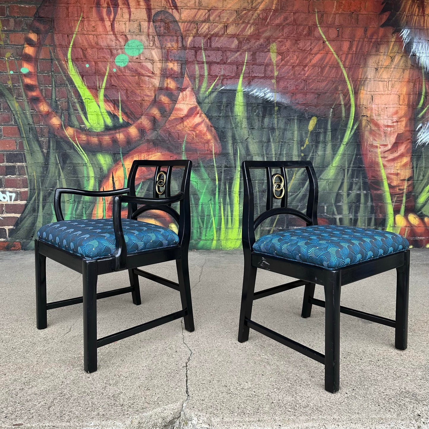 Mid-Century Modern Michael Taylor for Baker Dining Chairs W. Interlocking Circle