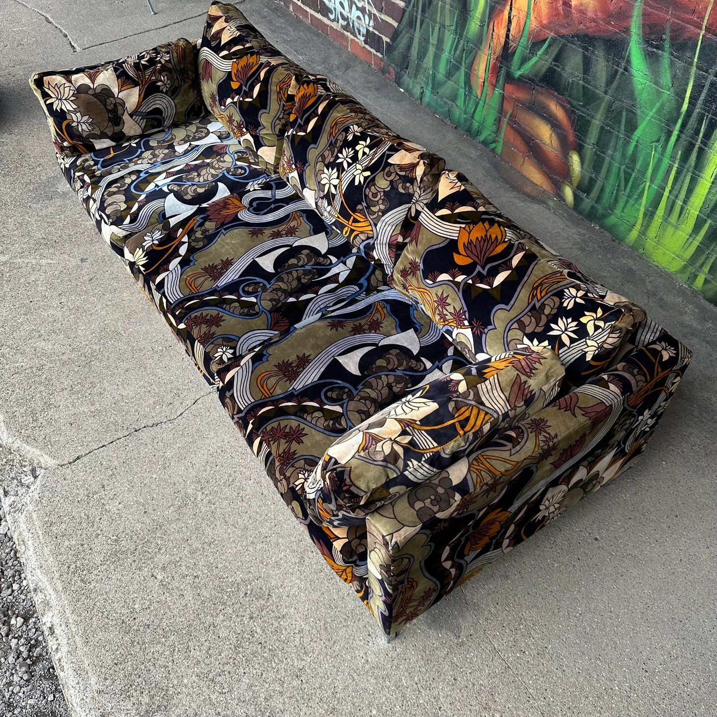 Adrian Pearsall for Craft Associates Sofa With Jack Lenor Larsen Fabric