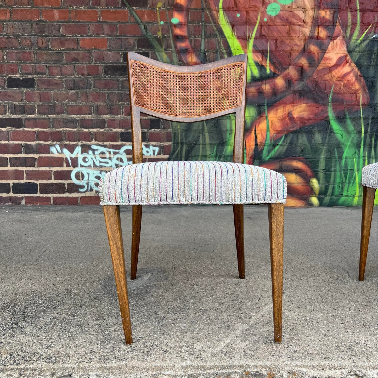 Set of 6 Harvey Probber Caned Back Dining Chairs