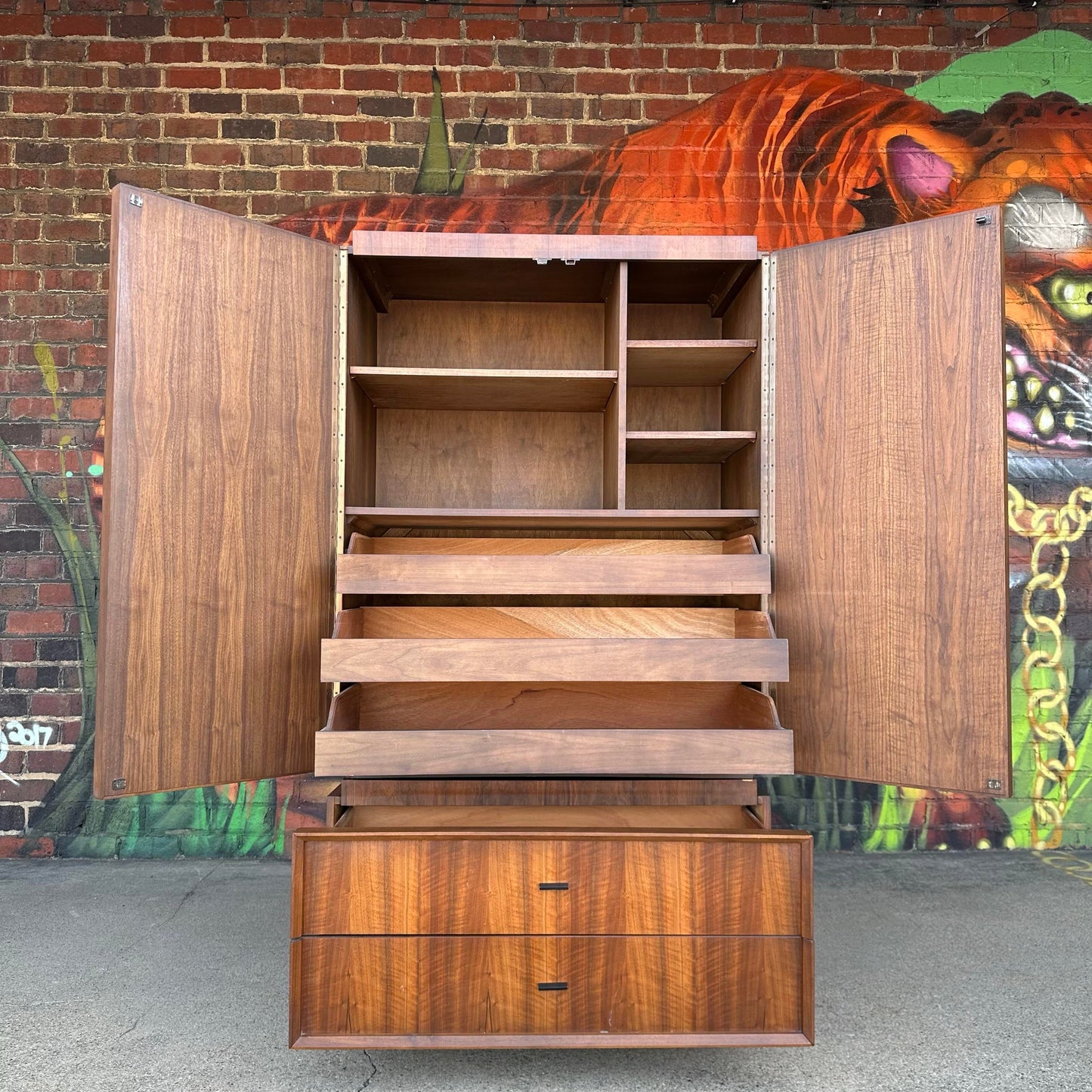 Mid-Century Modern Tobago Canadian Brutalist 2-Piece Tall Wardrobe