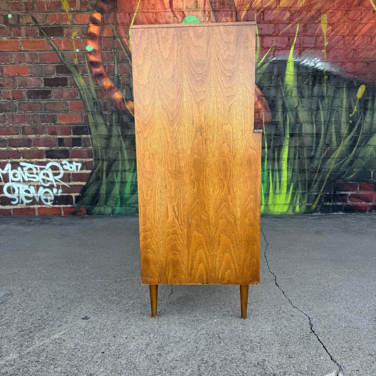 Unique Mid Century Modern Tall Wood Dresser