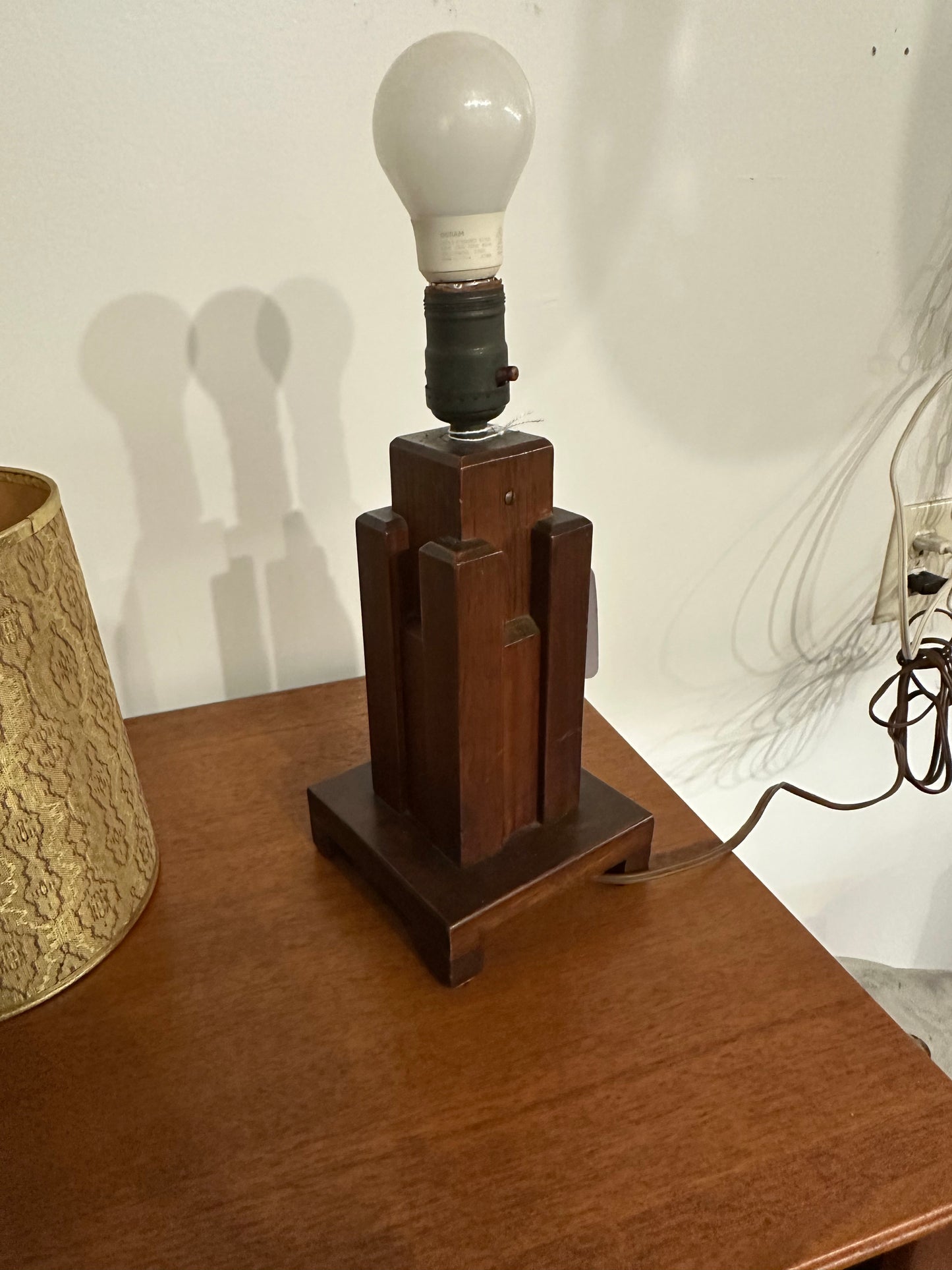 Paul Frankl Skyscraper Table Lamp Signed J Johnson 1939 Wood
