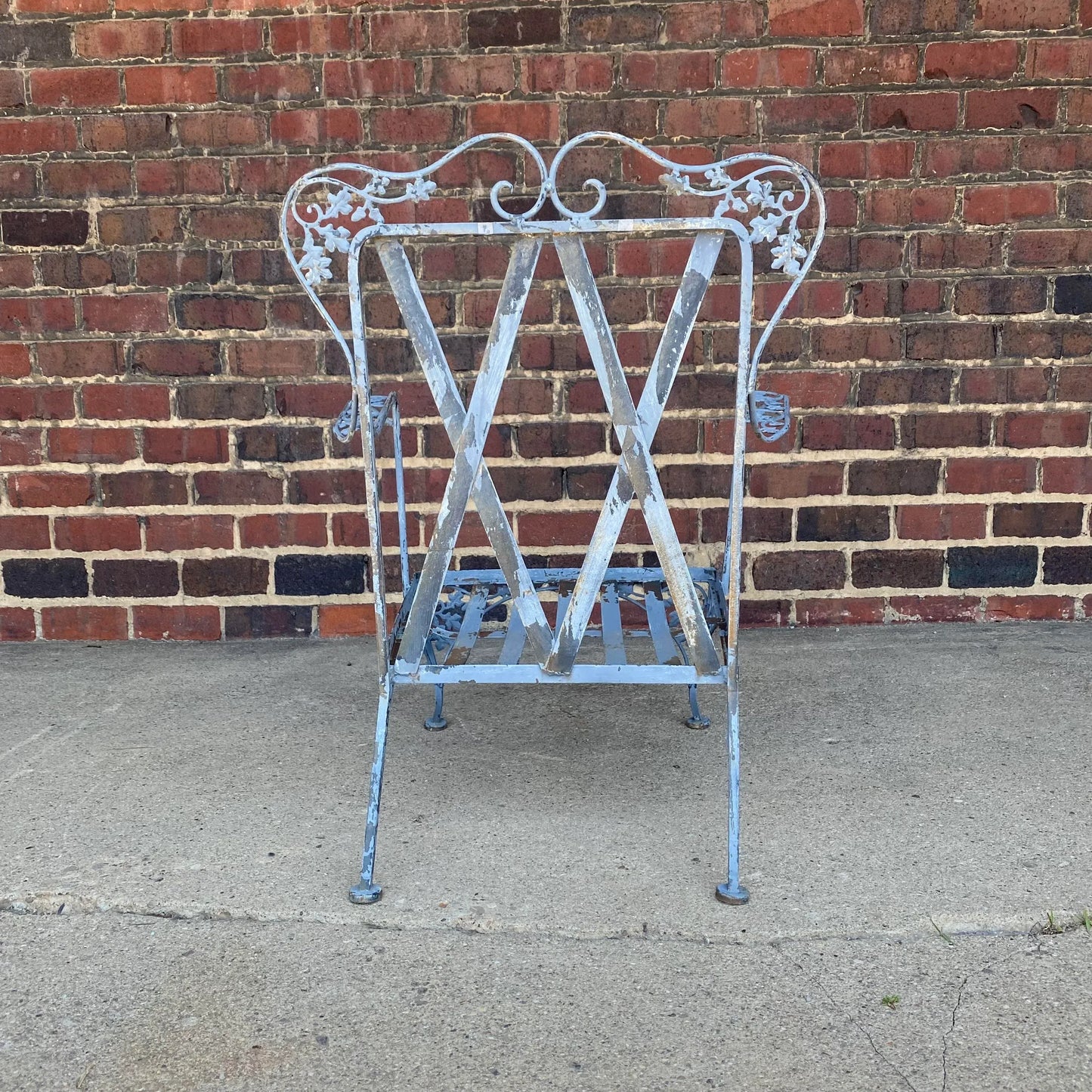 Mid Century Woodard Wrought Iron Outdoor Lounge Chair Early New Orleans Pattern