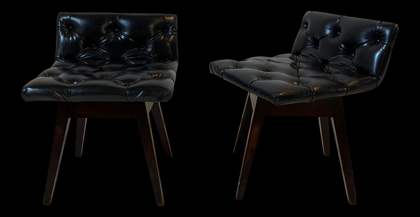 Vintage Mid Century Vinyl Stool Chairs - a Pair