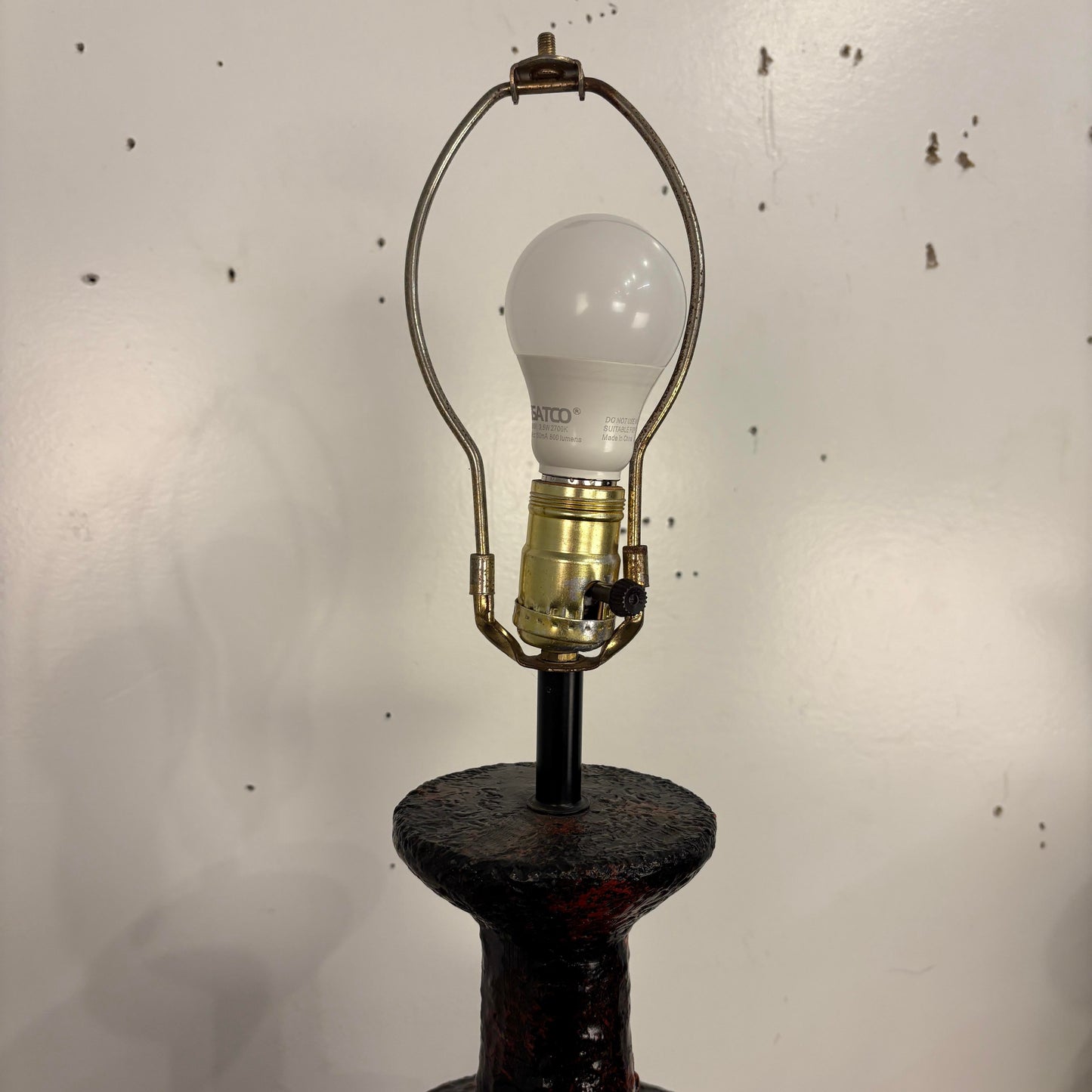 Pair Century Modern Pair of Lamps With Heavy Lava Glaze Textured