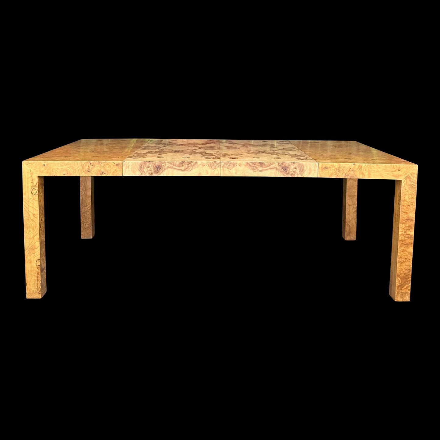 Milo Baughman Burlwood Dining Table Olive Wood
