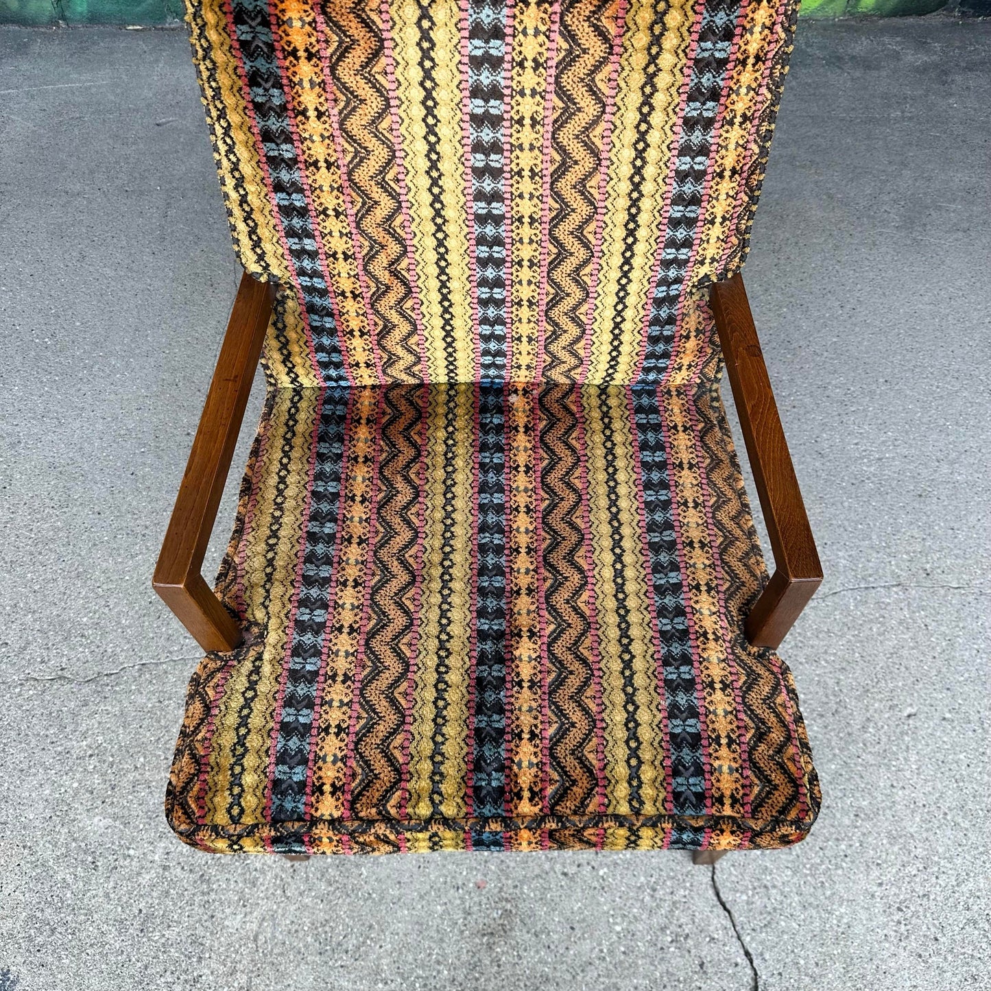Set of 6 Walnut Founders Dining Chairs in Possible Jack Lenor Larsen Fabric