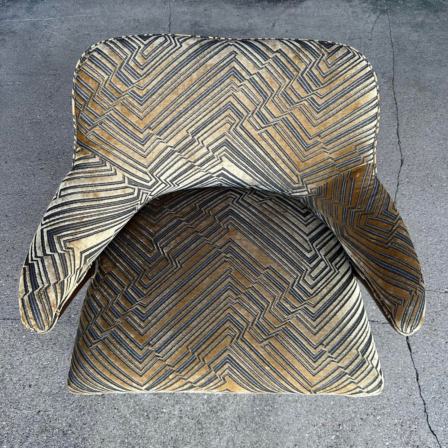 Mid Century Modern Lounge Chair Often Attributed to Karpen in Jim Thompson Fabric