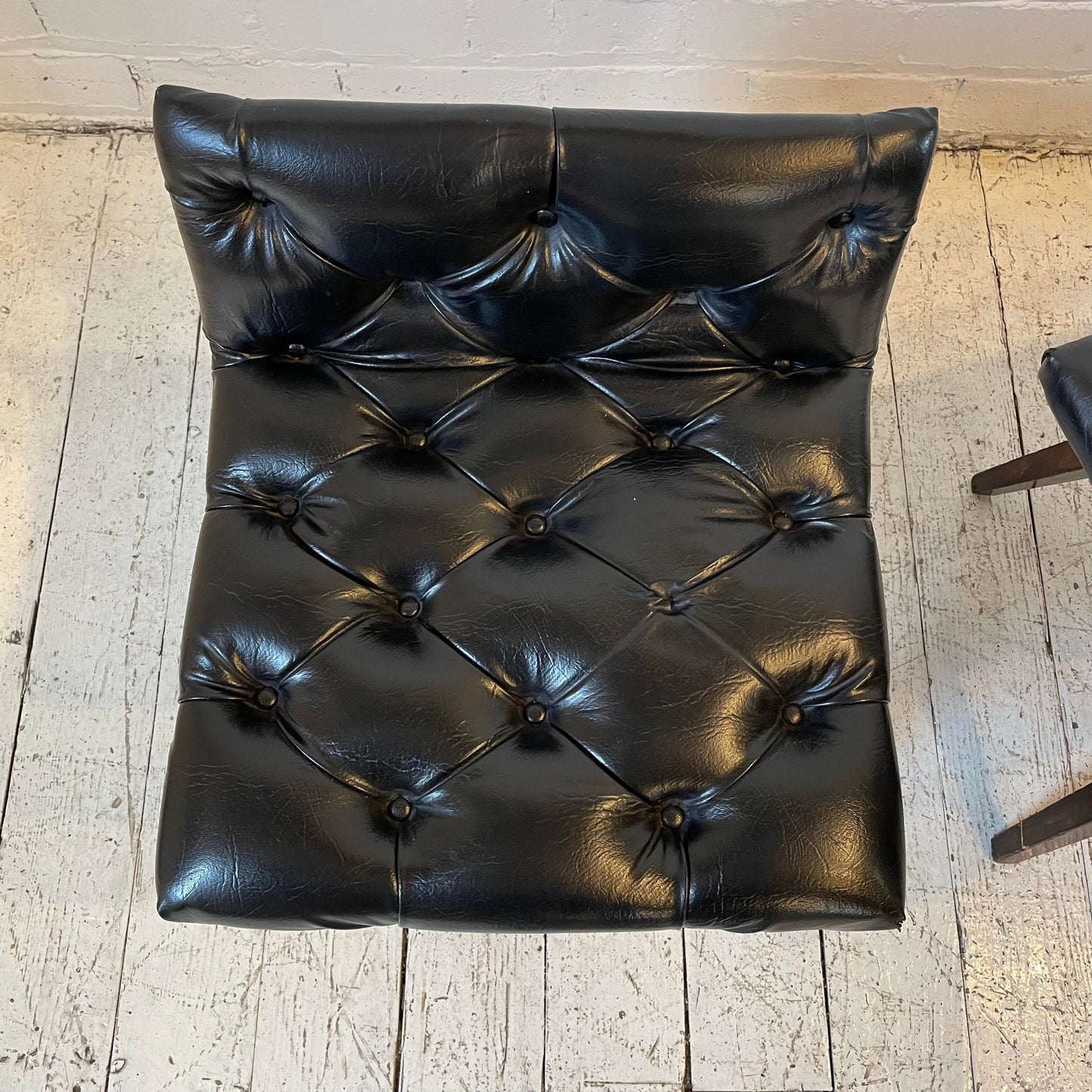 Vintage Mid Century Vinyl Stool Chairs - a Pair