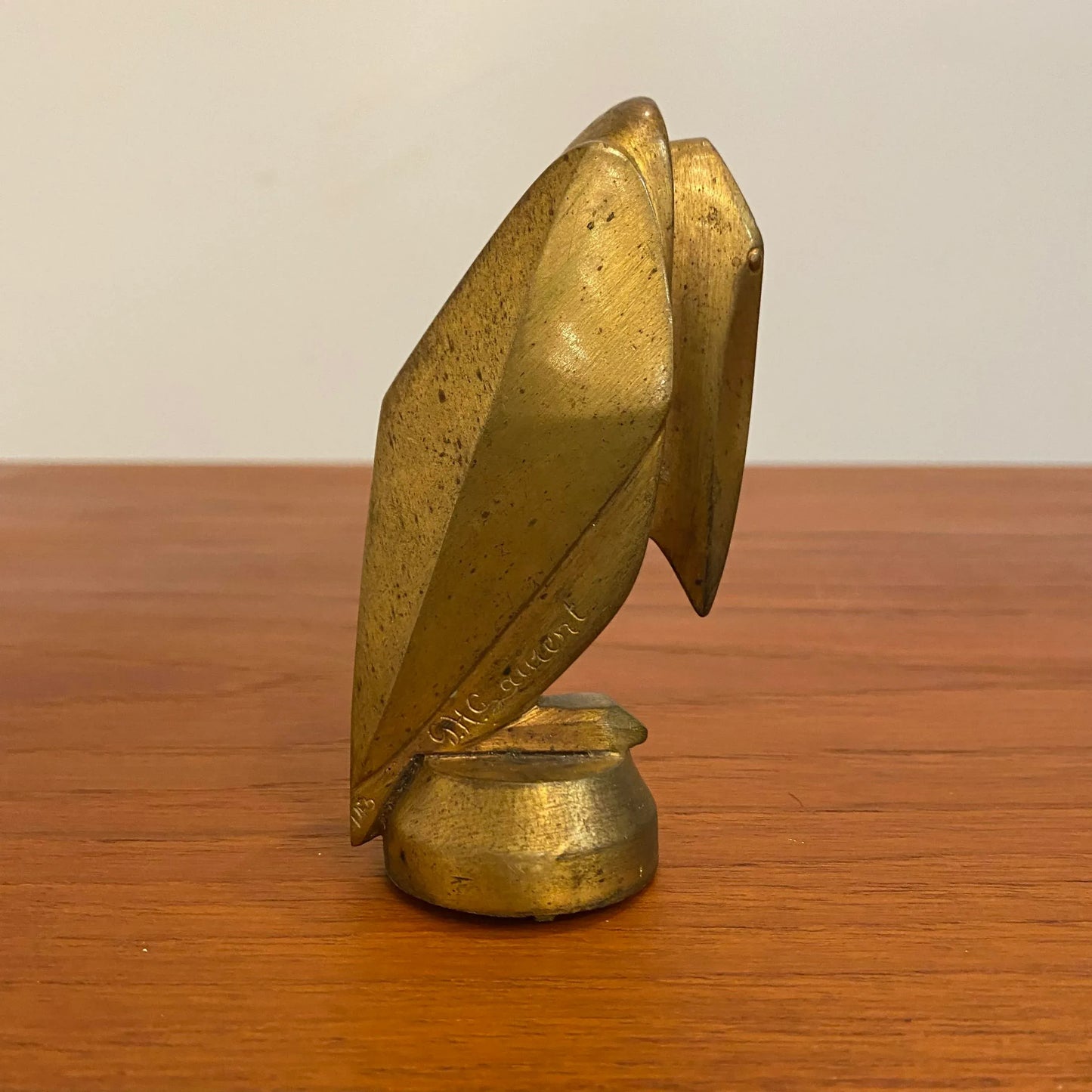 Brass Cubist Pelican Sculpture Topper by g.h Laurent France