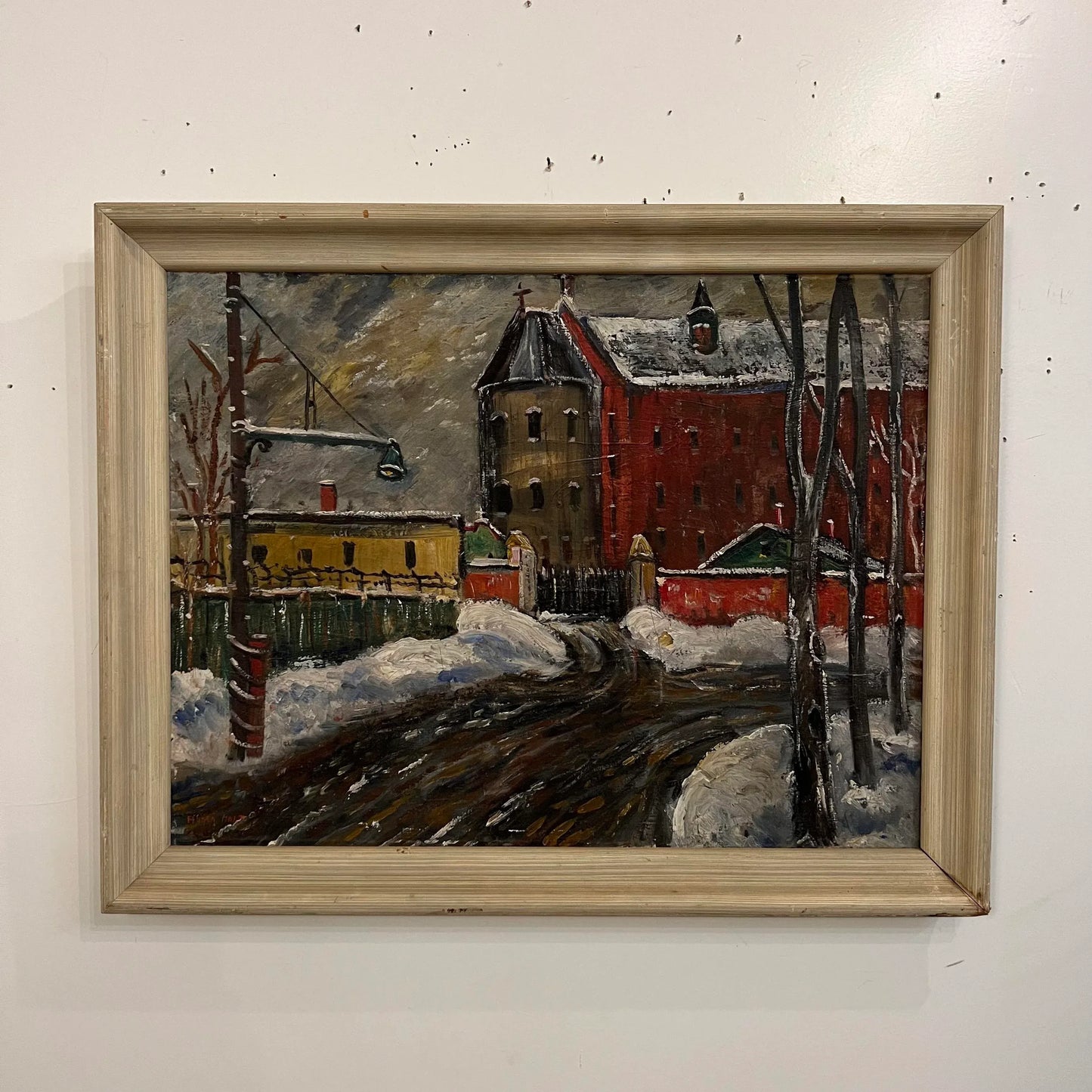 Cleveland Winter Cityscape Painting Signed Halt