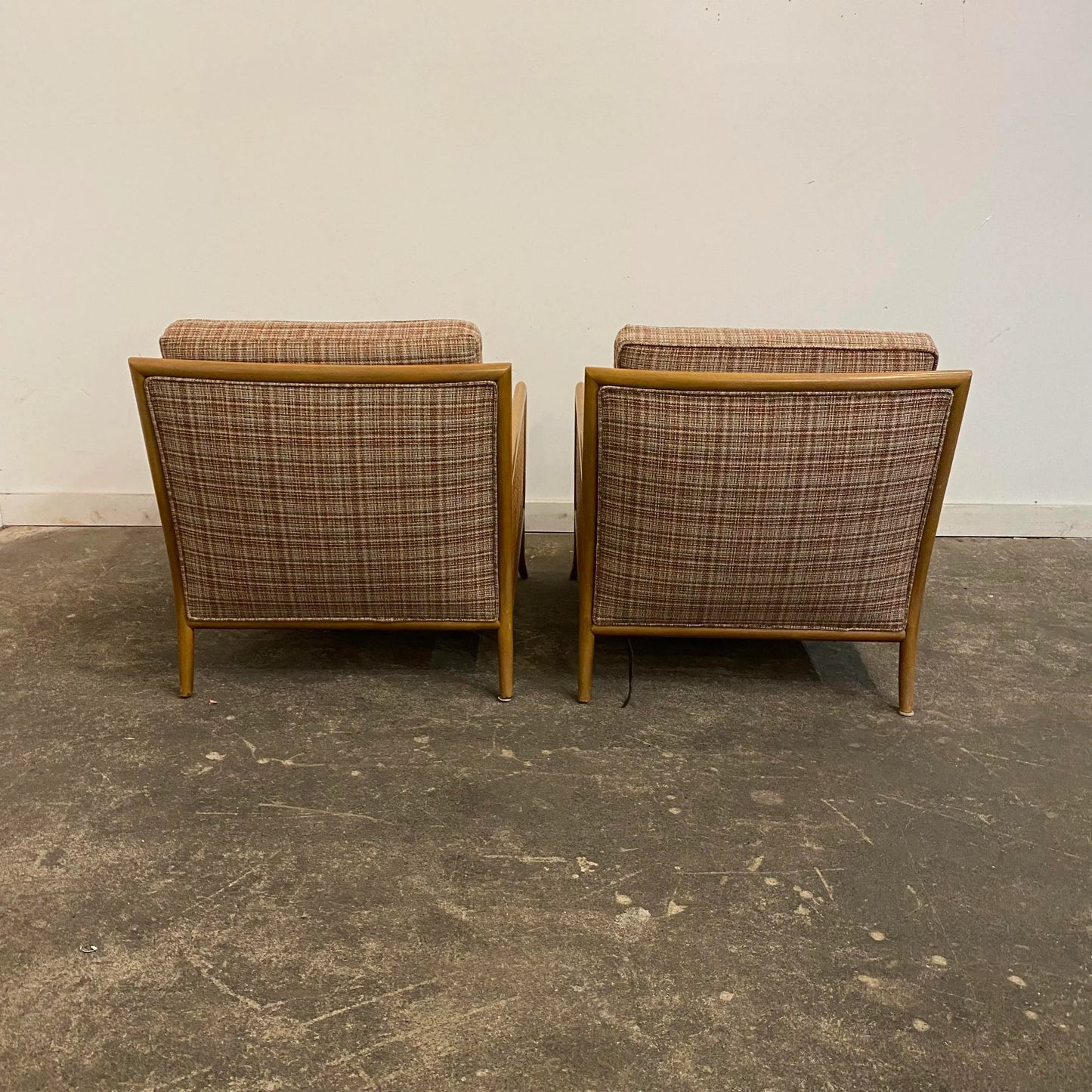 Vintage Pair of TH Robsjohn-Gibbings Cane-Sided Club Chairs Midcentury Modern