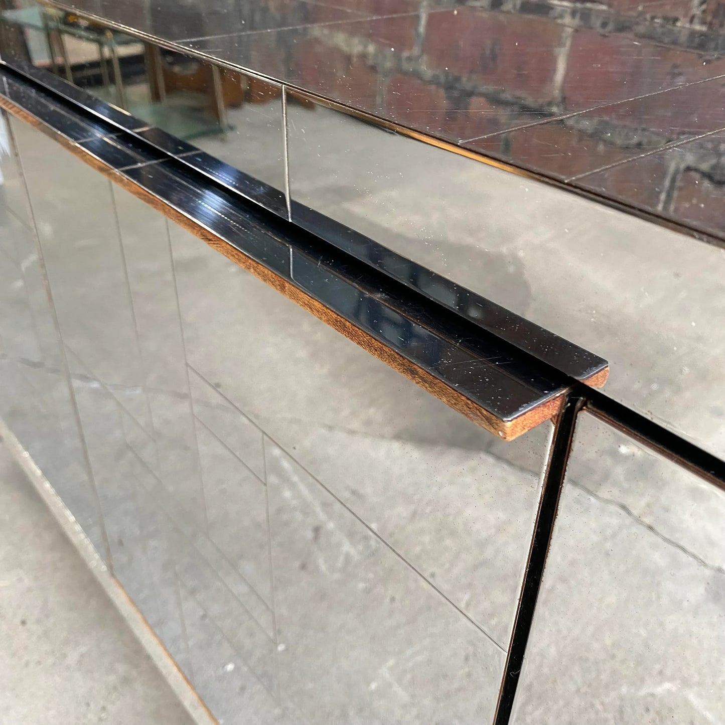 Vintage Paul Evans Style Wall Mount Floating City Scape Credenza
