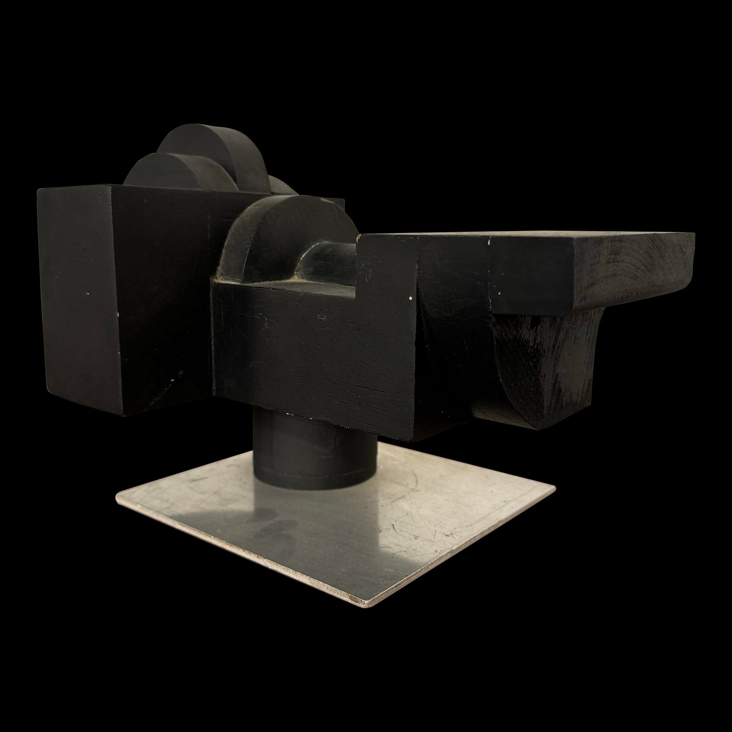 Wood and Metal Cubist Sculpture by Joseph Konzal
