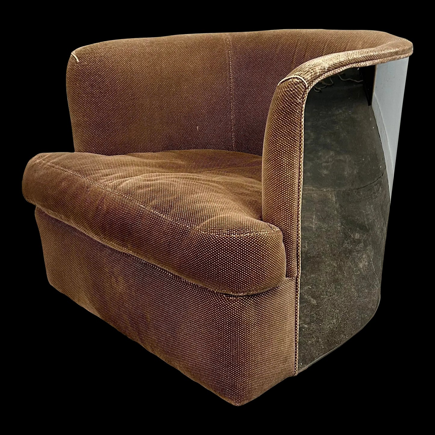 Milo Baughman Chrome Club Chair on Swivel Rock Base