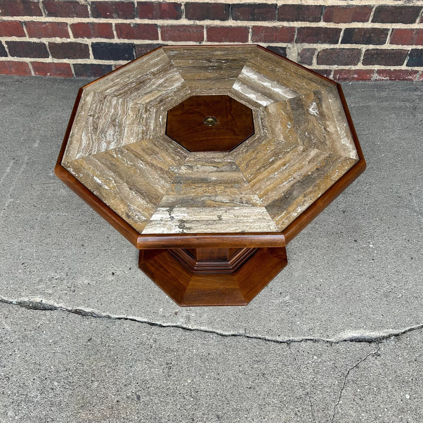 Octagonal Marble Top Game Table Possibly Harvey Probber Hidden Compartment