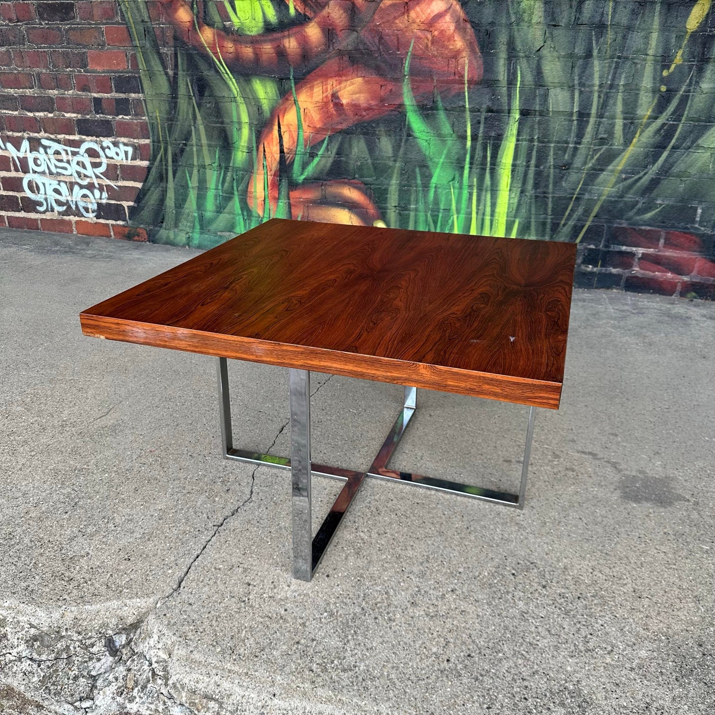 Milo Baughman for Thayer Coggin Rosewood and Chrome Side Table