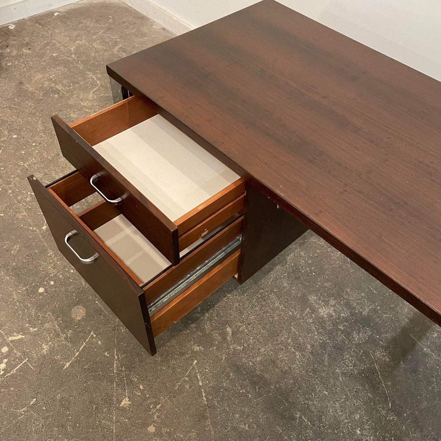 Mid Century Modern Rosewood and Chrome Desk