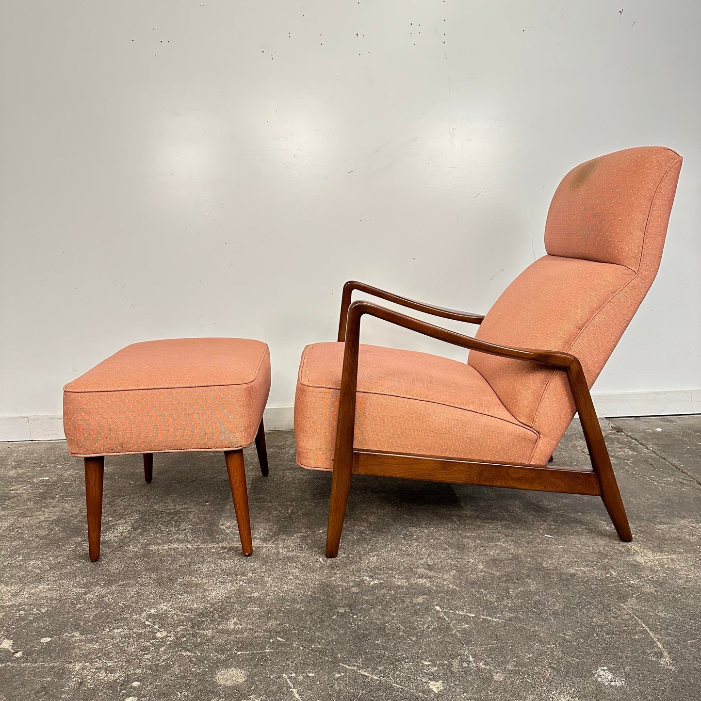 Folke Ohlsson for Dux Duxello Mid-Century Modern Walnut Lounge Chair With Ottoman